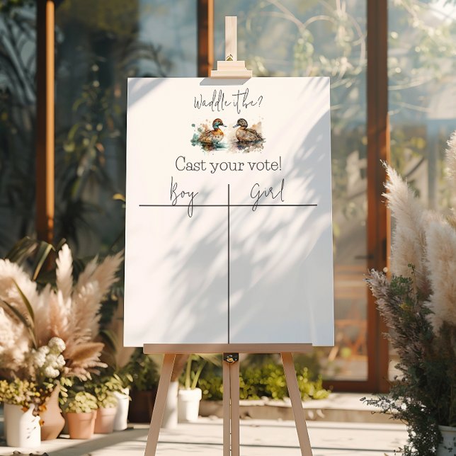 Elegant Waddle It Be Duck Gender Reveal Voting Foam Board (Creator Uploaded)