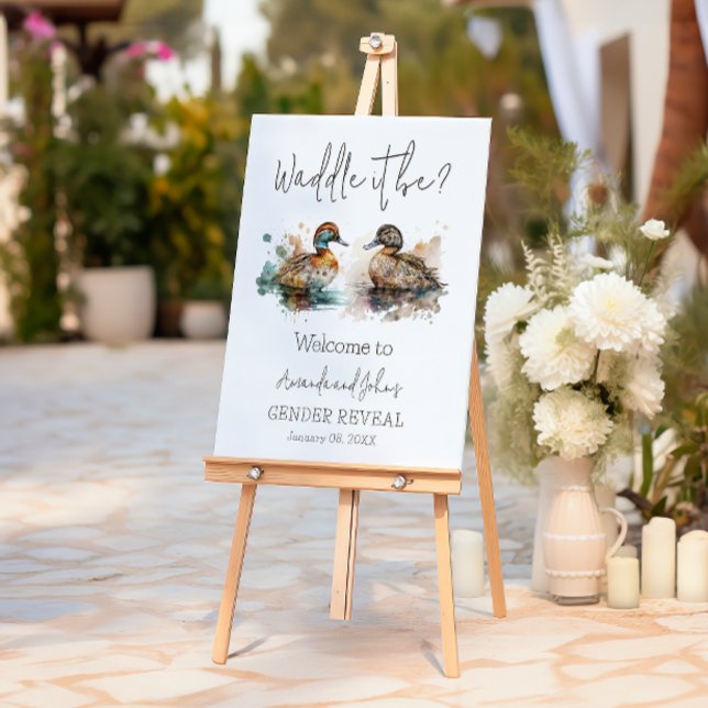 Elegant Waddle It Be Duck Gender Reveal Welcome Foam Board (Creator Uploaded)