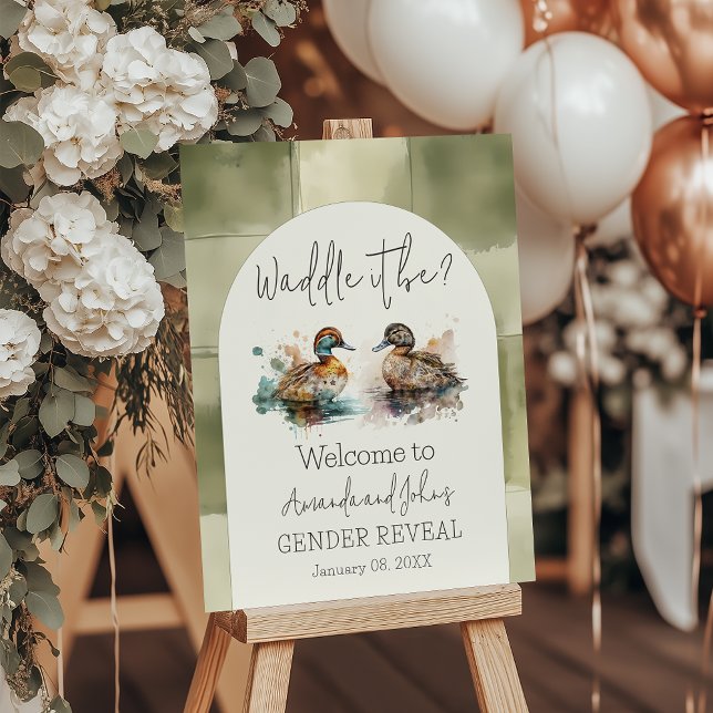 Elegant Waddle It Be Mallard Duck Gender Reveal Foam Board (Creator Uploaded)