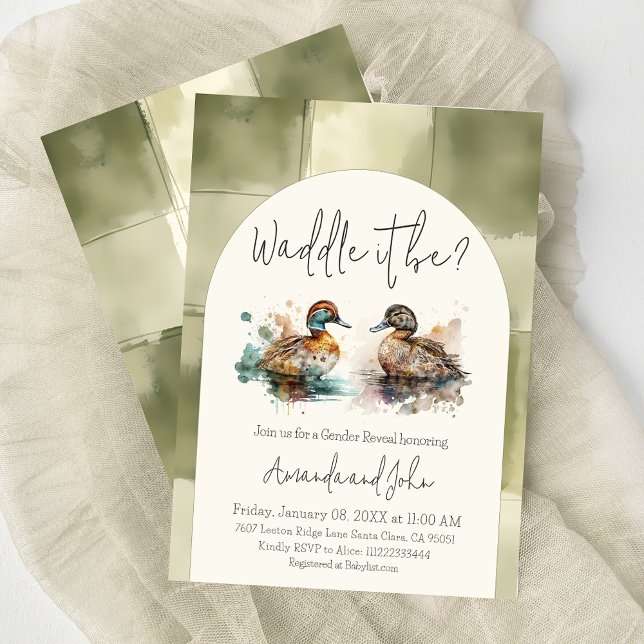 Elegant Waddle It Be Mallard Duck Gender Reveal Invitation (Creator Uploaded)