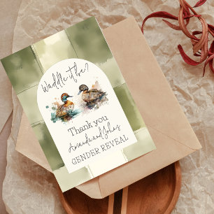 Elegant Waddle It Be Mallard Duck Gender Reveal Thank You Card