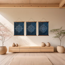 Elegant wall tapestry - Symmetrical Snowflake Art