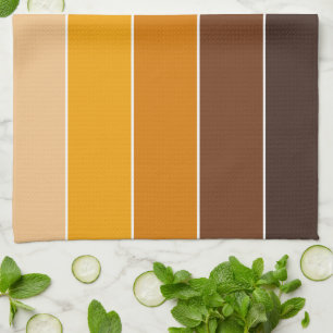 Elegant Warm Autumn Colors Stripes Pattern Kitchen Towel