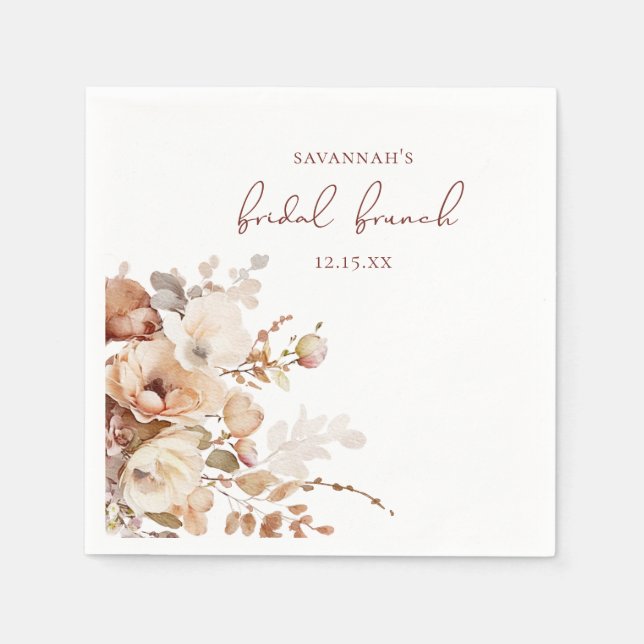 Elegant Warm Blush Floral Bridal Shower Napkins (Front)