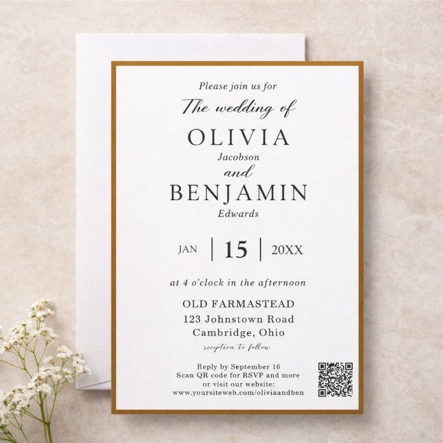Elegant Warm Brown Minimalist Wedding Invitation (Creator Uploaded)