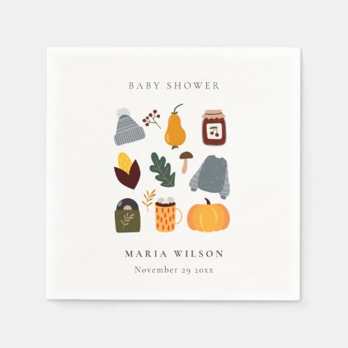 Elegant Warm Cozy Autumn Essential Baby Shower Napkins