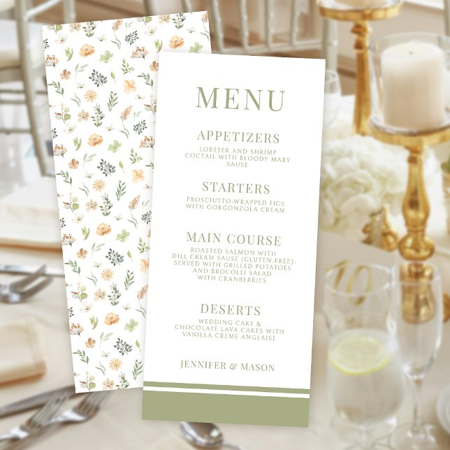 Elegant warm floral rustic wedding menu cards (Creator Uploaded)