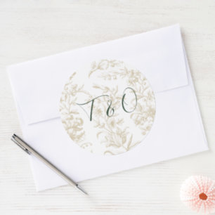 Elegant Warm Gold Floral Wedding Invitation Classic Round Sticker