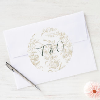 Elegant Warm Gold Floral Wedding Invitation Classic Round Sticker