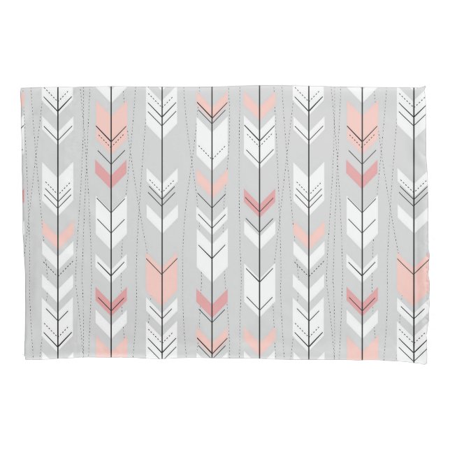 Elegant Warm Gray White Pink Arrows Raining Down Pillow Case (Front)