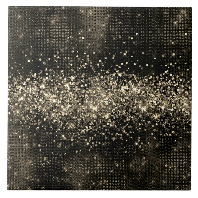 Elegant warm grey monochrome faux glitter ceramic tile (Front)