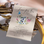 Elegant Warm Ivory Floral Tea Party Bridal Shower Invitation<br><div class="desc">Celebrate the bride-to-be with this beautiful floral bridal shower invitation, perfect for a classic tea party. The design features soft watercolor roses with a lovely teacup and a delicate butterfly for a sweet, charming touch. With its colors of warm ivory, soft beige, champagne cream, and elegant script, this invitation is...</div>
