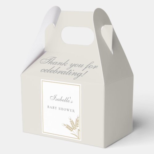 Elegant Warm Linen Wheat Baby Shower Gable Favor Boxes