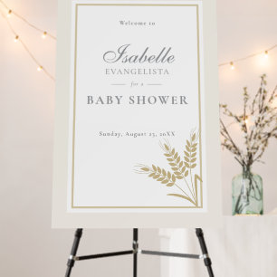 Elegant Warm Linen Wheat Baby Shower Welcome Foam Board
