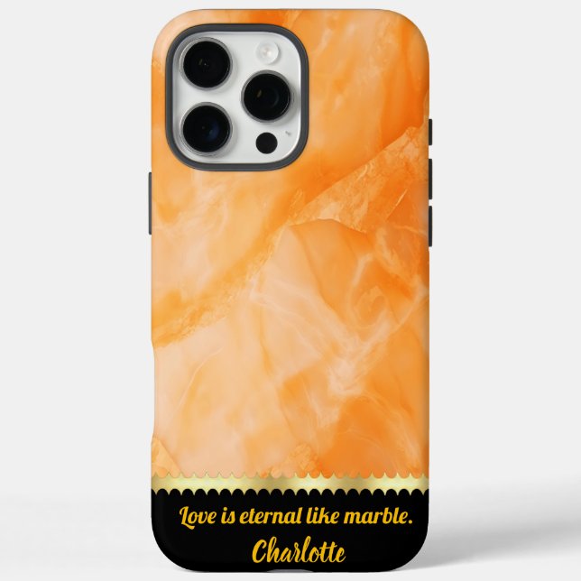 Elegant warm orange marble texture Case-Mate iPhone case (Back)