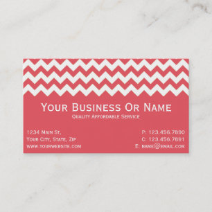 Elegant Warm Persimmon Pink White Chevron Business Card
