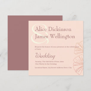 Elegant Warm Pinkish Earth Tones Ginkgo Wedding Invitation