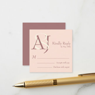 Elegant Warm Pinkish Earth Tones Wedding Return Enclosure Card