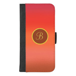 Elegant Warm Red Ombre Striped Chic Monogram iPhone 8/7 Plus Wallet Case