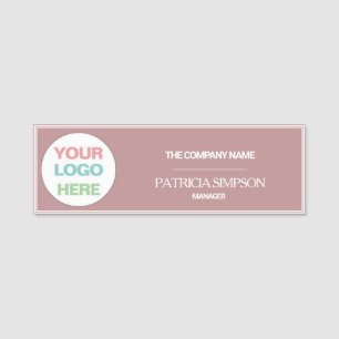 Elegant Warm Rosy Brown: Chic Custom Logo And Text Name Tag