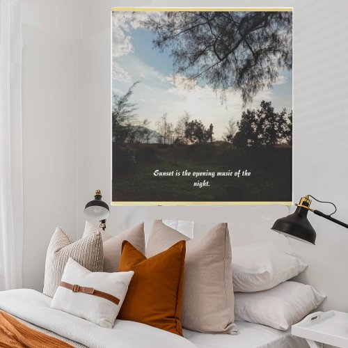 Elegant Warm Sunset Quote Scenery Trees Faux Canvas Print
