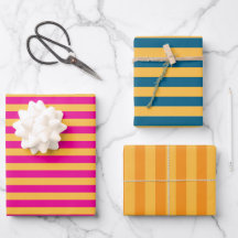 Elegant Warm Yellow, Pink, Blue and Orange Stripes