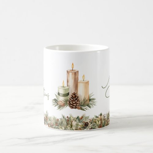 Elegant warmer tones terracotta Christmas candles Coffee Mug