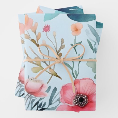 Elegant Water Color Flower Gift Wrapping Paper   