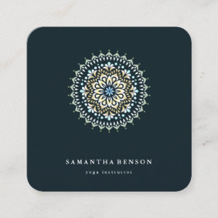 Elegant Water Color Lotus Flower Logo Square Business Card