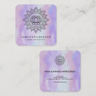 Elegant Water Color Lotus Flower Logo Yoga Busines Square Business Card