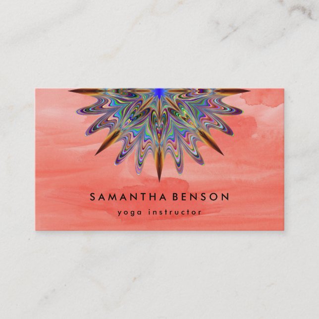 Elegant Water Color Lotus Flower Logo Yoga Business Card (Front)