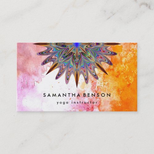 Elegant Water Color Lotus Flower Logo Yoga Business Card