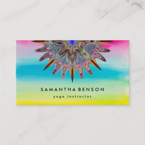 Elegant Water Color Lotus Flower Logo Yoga Business Card