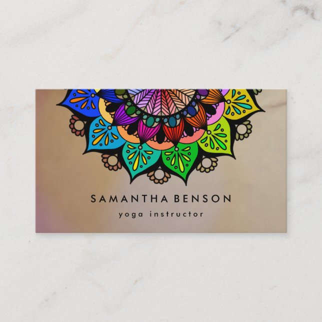 Elegant Water Color Lotus Flower Logo Yoga Business Card (Front)