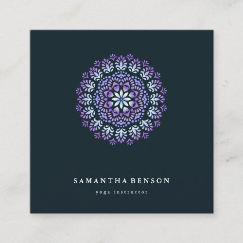 Elegant Water Color Lotus Flower Logo Yoga  Square Business Card