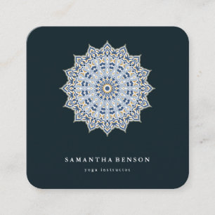 Elegant Water Color Lotus Flower Logo Yoga  Square Business Card
