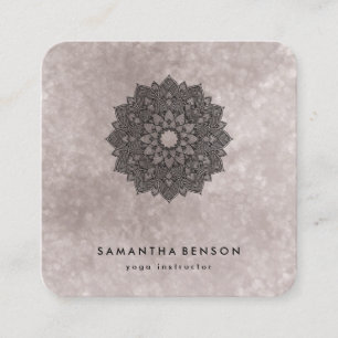 Elegant Water Color Lotus Flower Logo Yoga  Square Business Card