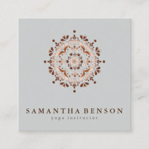 Elegant Water Color Lotus Flower Logo Yoga Square Business Card