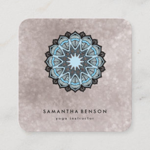 Elegant Water Color Lotus Flower Logo Yoga  Square Business Card