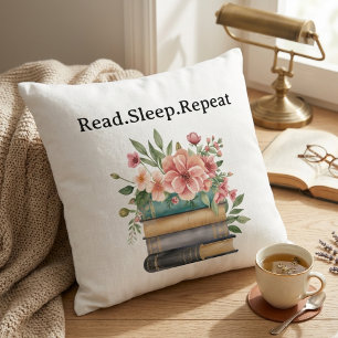elegant water colour floral book lover throw pillow