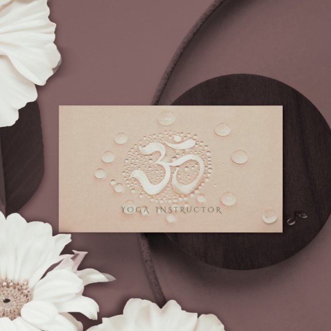 Elegant Water Drops with OM Symbol YOGA Instructor Business Card (Creator Uploaded)