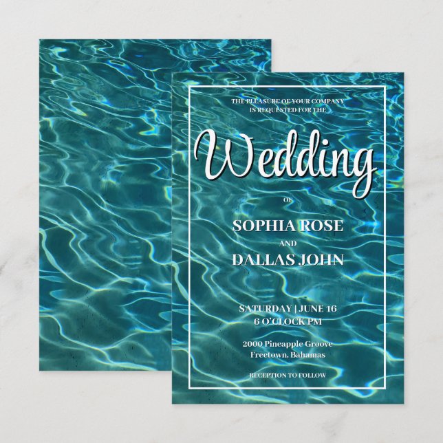 Elegant water lake ocean destination Wedding Invitation (Front/Back)