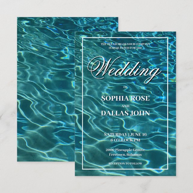 Elegant water lake ocean destination Wedding Invitation (Front/Back)