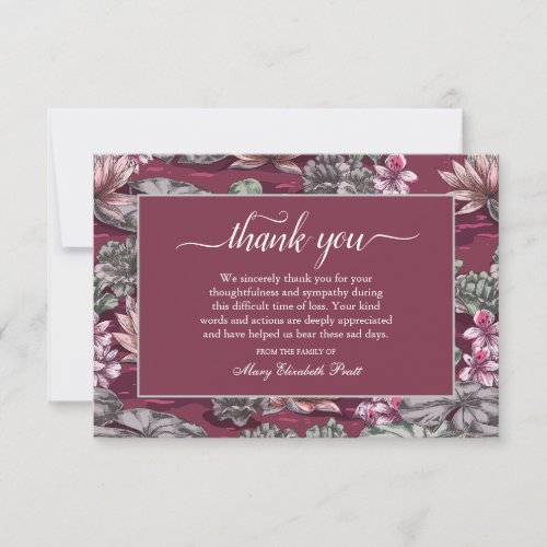 Elegant Water Lily Pond Funeral Thank You Card
