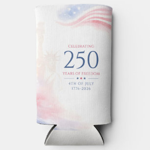 Elegant Watercolor 250th American Independence Day Seltzer Can Cooler
