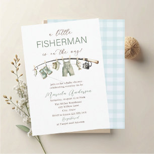 Elegant Watercolor A little fisherman Baby Showe Invitation
