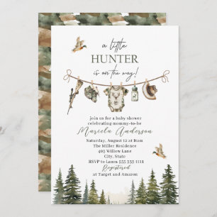 Elegant Watercolor A little Hunter Baby Shower Invitation