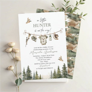 Elegant Watercolor A little Hunter Baby Shower Invitation