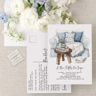 Elegant Watercolor A New Chapter Has Begun Moving Announcement Postcard