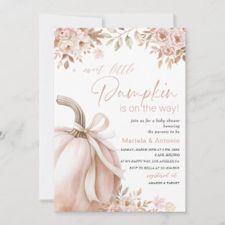Elegant Watercolor a sweet little pumpkin Baby Sh Invitation